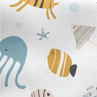 Simple Cute Marine Life Jersey Backed Fleece