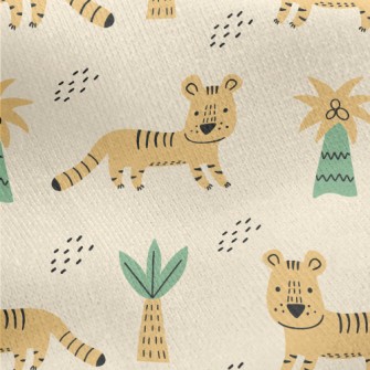 Cute Tiger Drawing By Children Jersey Backed Fleece