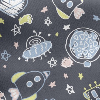 Hand Drawn Children Exploring  Jersey Backed Fleece