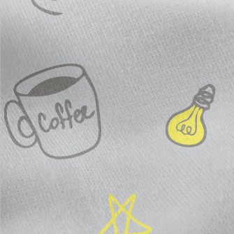 Coffee Cup Light Bulb Stars Jersey Backed Fleece