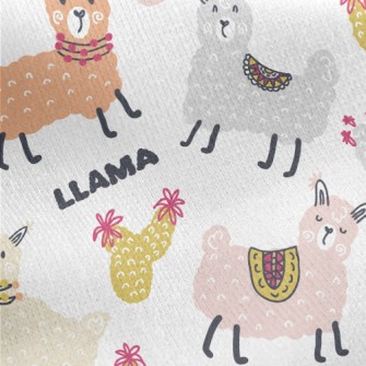 Doodle Cute Alpaca Jersey Backed Fleece