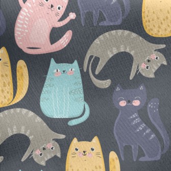 Colorful Playful Cat Jersey Backed Fleece