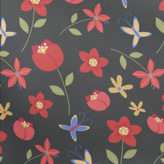 Bright Red Flowers Pongee