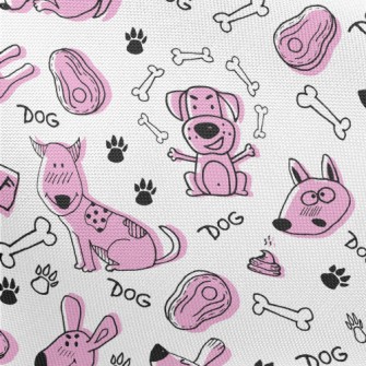 Doodle Pink Puppy Pongee