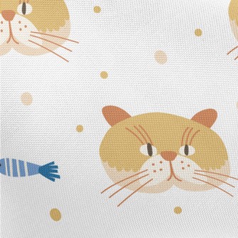 Cute Cat And Fish Pongee