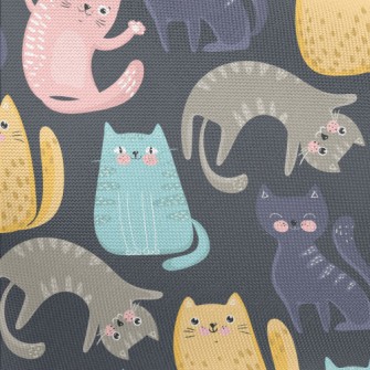 Colorful Playful Cat Pongee