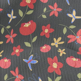 Bright Red Flowers Stretch Jersey