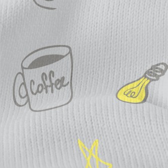 Coffee Cup Light Bulb Stars Stretch Jersey