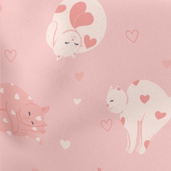 Pink Love Cat Lightweight Cotton Poplin