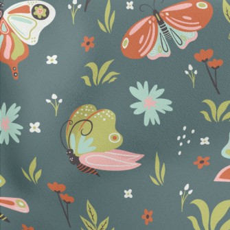 Brightly Colored Butterfly Lightweight Cotton Poplin