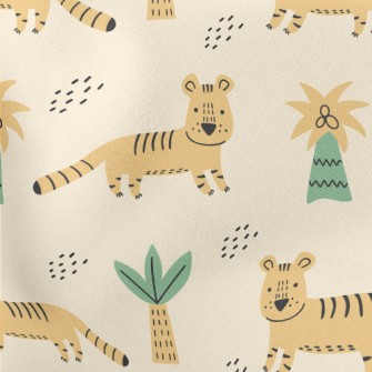 Cute Tiger Drawing By Children Lightweight Cotton Poplin
