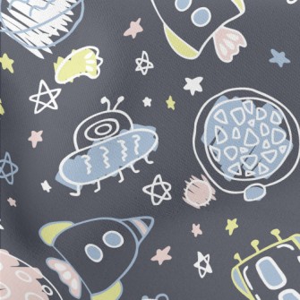 Hand Drawn Children Exploring  Lightweight Cotton Poplin