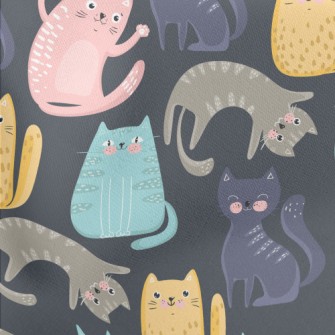 Colorful Playful Cat Lightweight Cotton Poplin