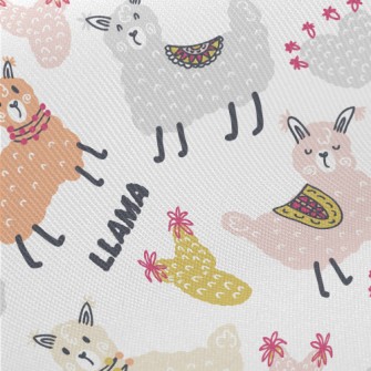 Doodle Cute Alpaca Midweight Cotton Poplin
