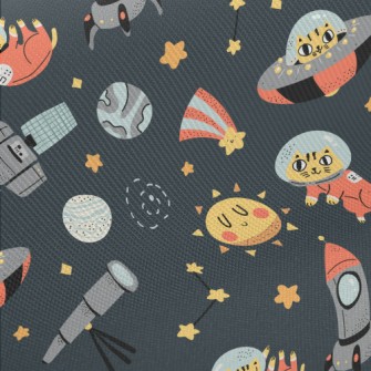Space Cats In The Universe Midweight Cotton Poplin