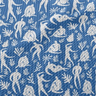 White Figures In Various Poses Birdseye Piqué