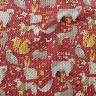 Christmas Animals Birdseye Piqué