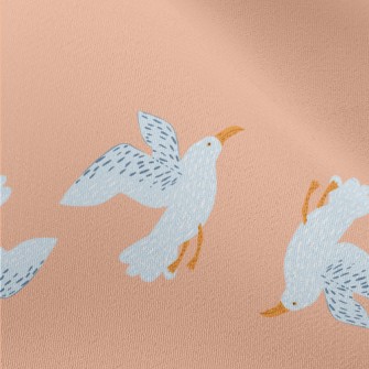 Doodle Blue Seagull Chiffon