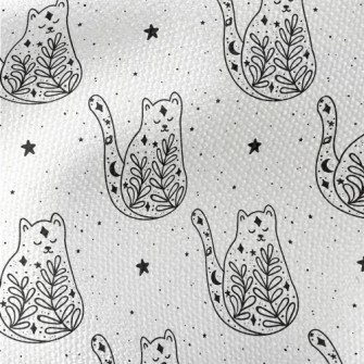 Starry Sky Grass Design Cat Waterproof Canvas