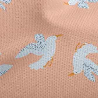 Doodle Blue Seagull Athletic Mesh Flat Back