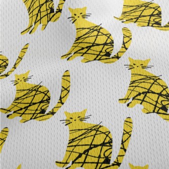 Line Art Cat Athletic Mesh Flat Back