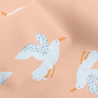 Doodle Blue Seagull Micro Fleece