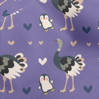 Clumsy Penguin And Ostrich Micro Fleece