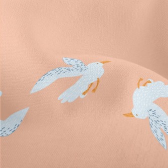 Doodle Blue Seagull Lightweight Performance Linen