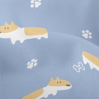 Cute Hand Drawn Corgi Lightweight Performance Linen
