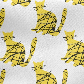 Line Art Cat Jersey Backed Fleece