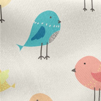 Colorful Birds Jersey Backed Fleece