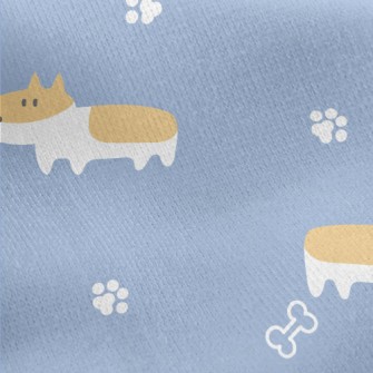 Cute Hand Drawn Corgi Jersey Backed Fleece