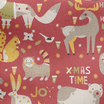 Christmas Animals Jersey Backed Fleece