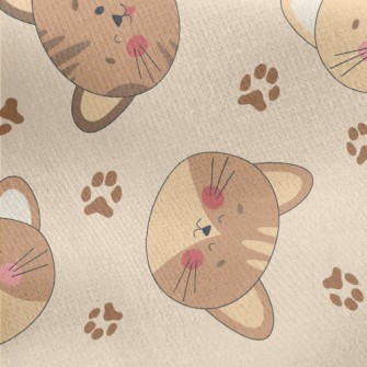 Round And Cute Cat Head Jersey Backed Fleece