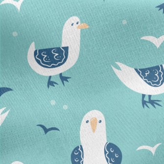 Cute Graffiti Seagull Jersey Backed Fleece