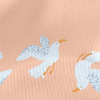 Doodle Blue Seagull Stretch Jersey