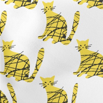 Line Art Cat Lightweight Cotton Poplin