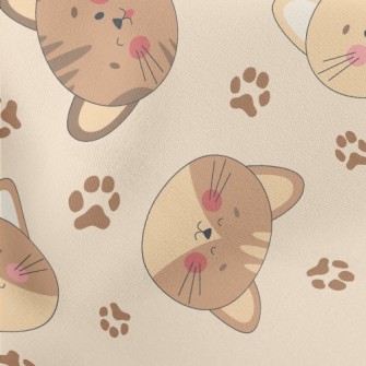 Round And Cute Cat Head Lightweight Cotton Poplin