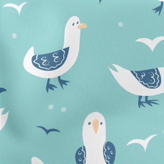 Cute Graffiti Seagull Lightweight Cotton Poplin