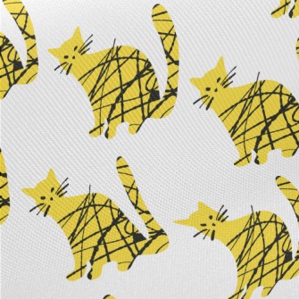 Line Art Cat Midweight Cotton Poplin