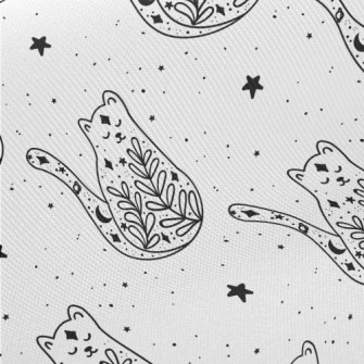 Starry Sky Grass Design Cat Midweight Cotton Poplin