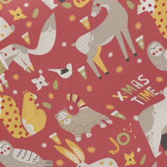 Christmas Animals Midweight Cotton Poplin