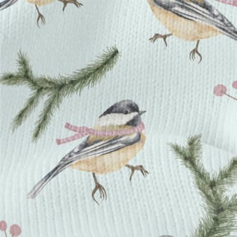 Winter Scarf Bird Stretch Jersey