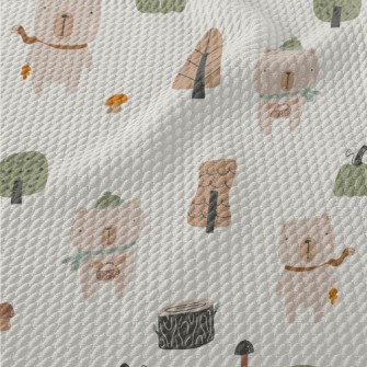 Cartoon Animal Bear Birdseye Piqué