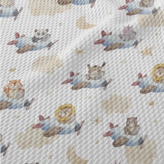 Watercolor Animals Flying Plan Birdseye Piqué