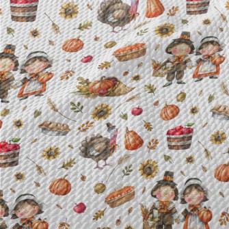 Hand Drawn Thanksgiving Activi Birdseye Piqué