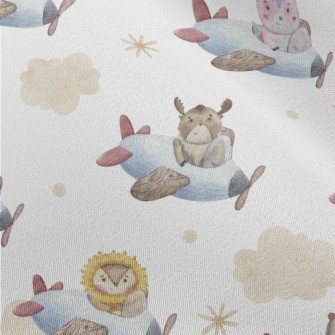Watercolor Animals Flying Plan Chiffon