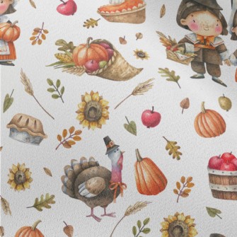 Hand Drawn Thanksgiving Activi Chiffon