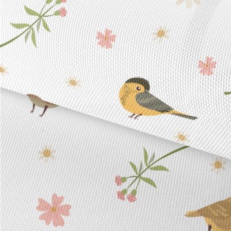 Hand Drawn Flowers And Birds Waterproof Oxford