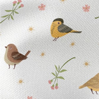 Hand Drawn Flowers And Birds Waterproof Canvas
